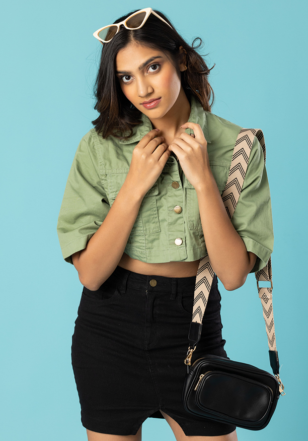 OLIVE GREEN FEMAL DENIM JACKET